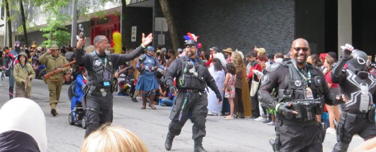 Three Black SHIELD agents, one with an eyepatch.