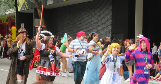 marching Disney characters