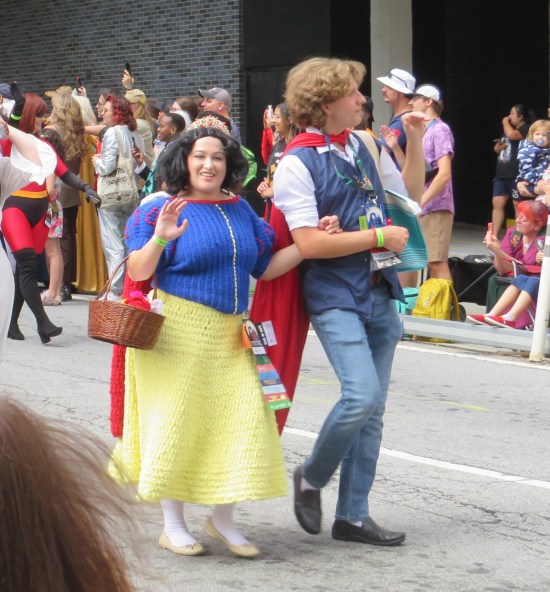 Snow White and Prince Charming costumes, one more budget-minded than the other.