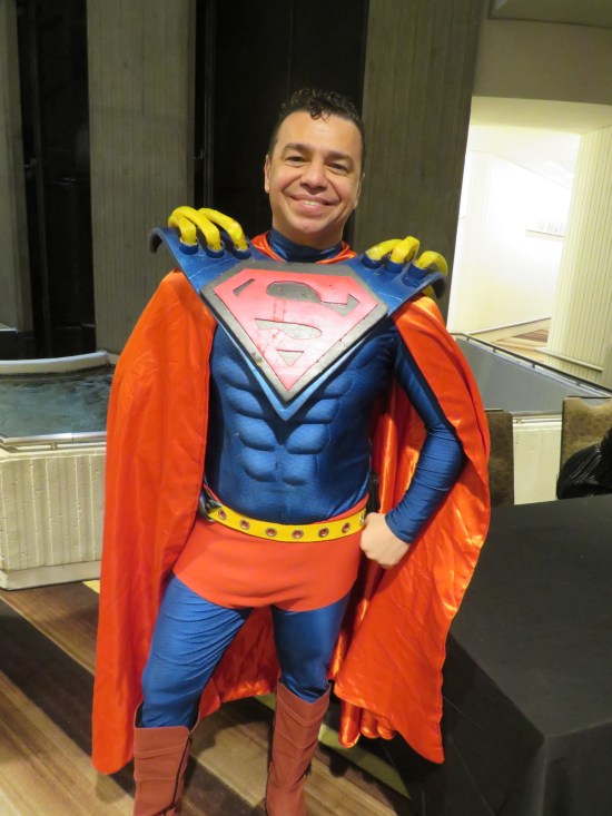 cosplay: Superboy wearing the Anti-Monitor's shoulder pads.