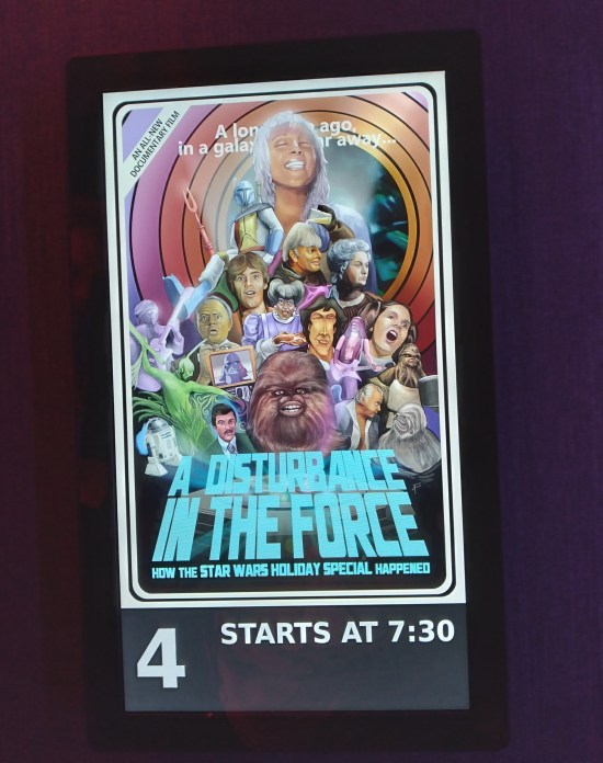 Cartoonish poster for the documentary at hand, with various "Star Wars Holiday Special" stars drawn in a pyramid.