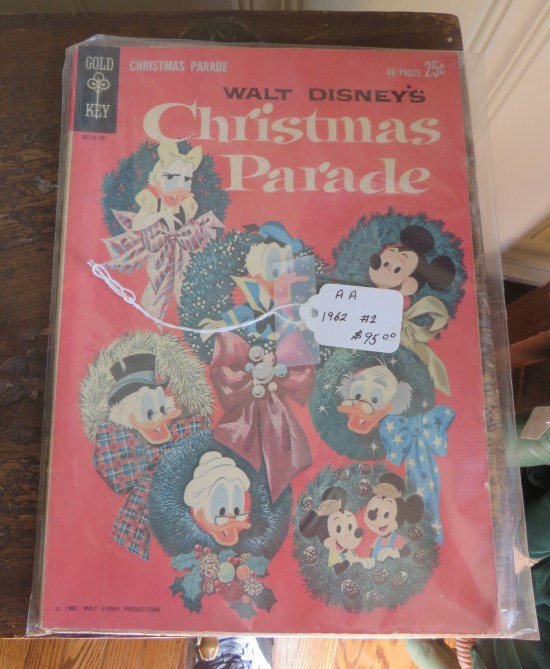 Old Disney Christmas comic with Mickey, Donald, Daisy, Morty Ferdie, Grandma Duck, and Ludwig von Drake on the cover.