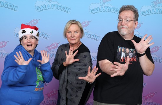 Us doing jazz hands with Denise Crosby, who also looks like Tasha Yar is about to pull off some martial arts.