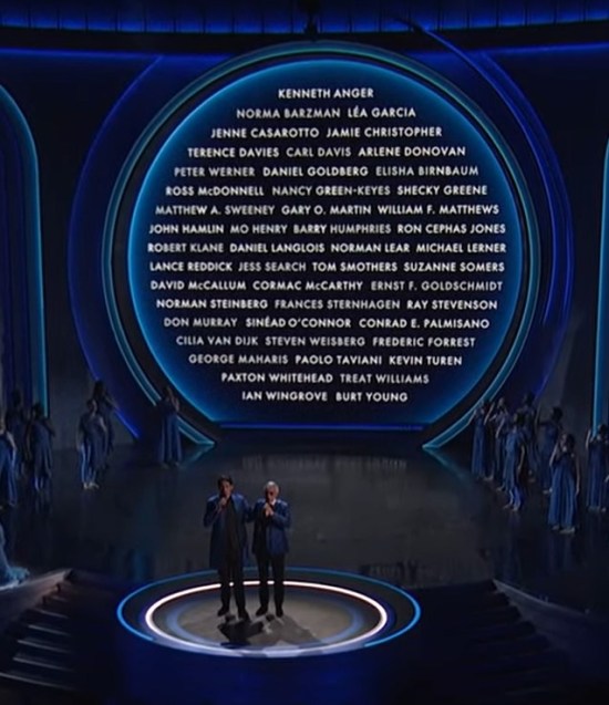 The 96th Oscars telecast list of actors and other entertainment figures who died in 2023 but were judged not worthy enough to merit individual tributes.