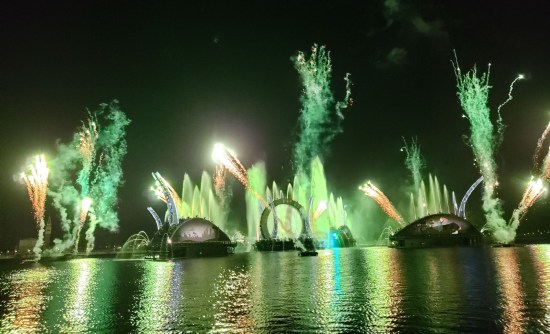 All the fountains, gateways, fireworks and lights are now lime green.