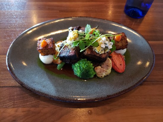 Pretty plate with lots and lots of ingredients.