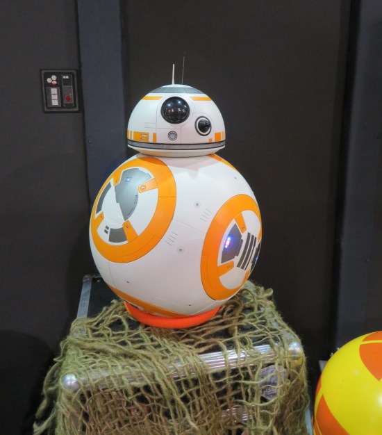 BB-8 statue on a netted crate.