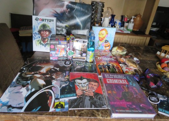 Lots of books and other clutter with IPs on them.