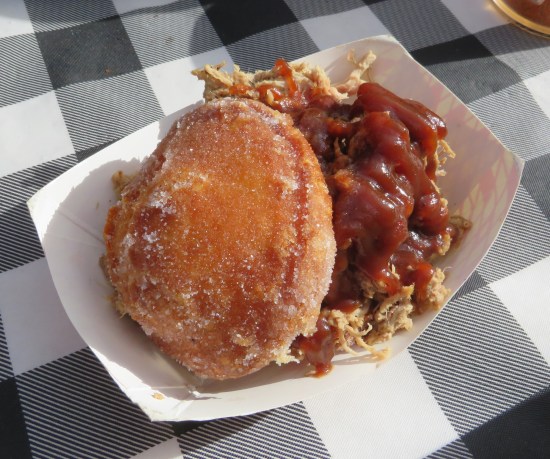 Pulled pork marinated with rich barbecue sauce, served on a sugary biscuit.