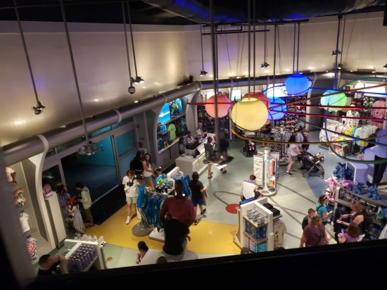 Disney World gift shop basically viewed inside from the roof.
