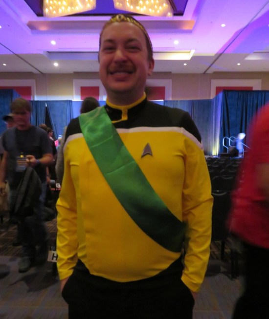 Billups cosplayer with crown and sash.