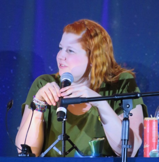 Bonnie Gordon in green dress.