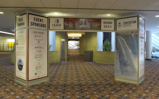 Archway naming and thanking a science seminar's sponsors.