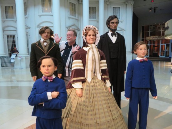 Me doing jazz hands with the same Lincoln family statues as in the lead photo.