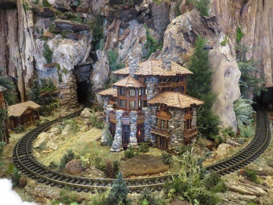 Intricate wood model of the Ahwahnee Hotel
