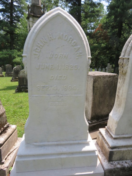 John Hunt Morgan's tombstone, 1825-1864. All white with a peon top.