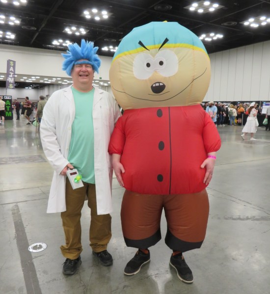 Cosplay: Rick from "Rick and Morty" and a big inflatable Cartman from "South Park".