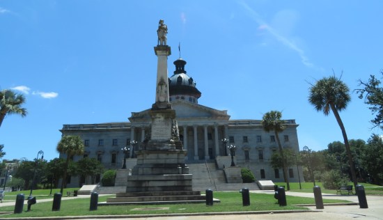 South Carolina State House with statues out front.