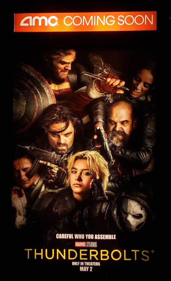 Movie poster with the entire cast squirming to fit into the frame at the same time. Florence Pugh is disgusted to be here.