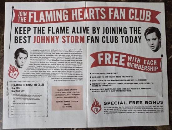1960s-style mock invitation to join the Johnny Storm Fan Club, complete with fake mail-in coupon and fuzzy pics of Joseph Quinn's head.