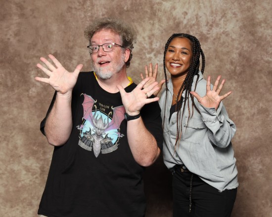 Me doing jazz hands with Candice Patton!