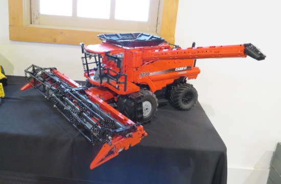 Lego combine harvester, orange and black