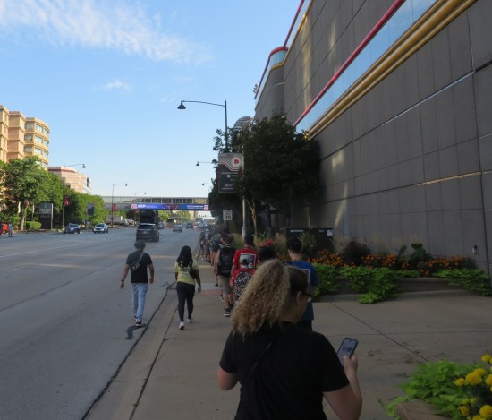 Long line outside the Donald E. Stephens Convention Center in Rosemont, IL. We're far away from the doors.