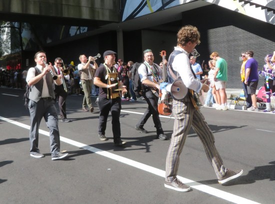 Blair Crimmins out in front of the Hookers while parading.