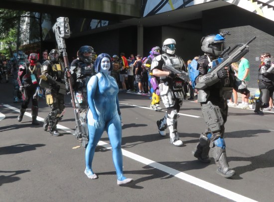 HALO fans in various costumes.