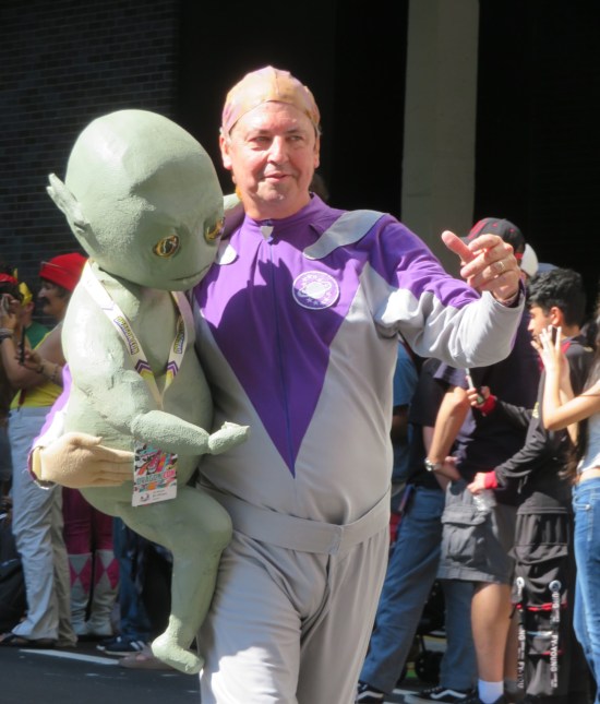 Dr. Lazarus cosplayer with Blue Demon puppet.