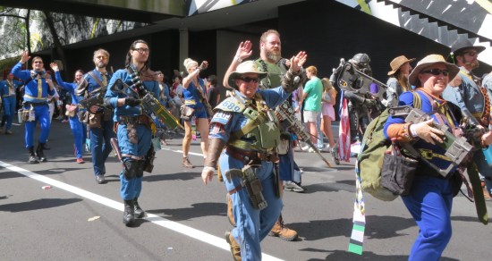 Fallout fans dressed as Vault Dwellers.