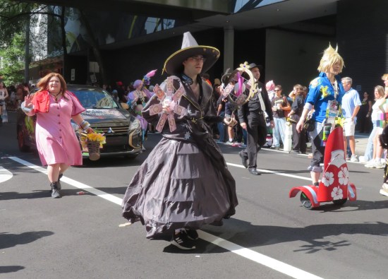 Final Fantasy costumes marching.