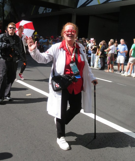 Resident Evil scientist waving at us.