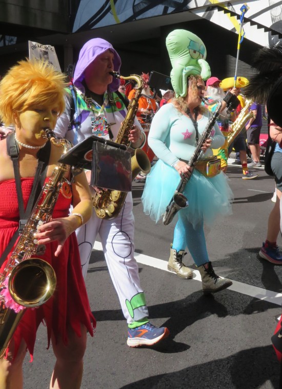 Seed & Feed sax-playing cosplayers.