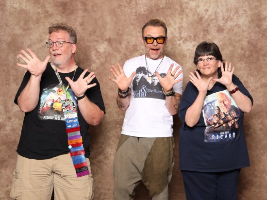 Us doing jazz hands with Simon Pegg!