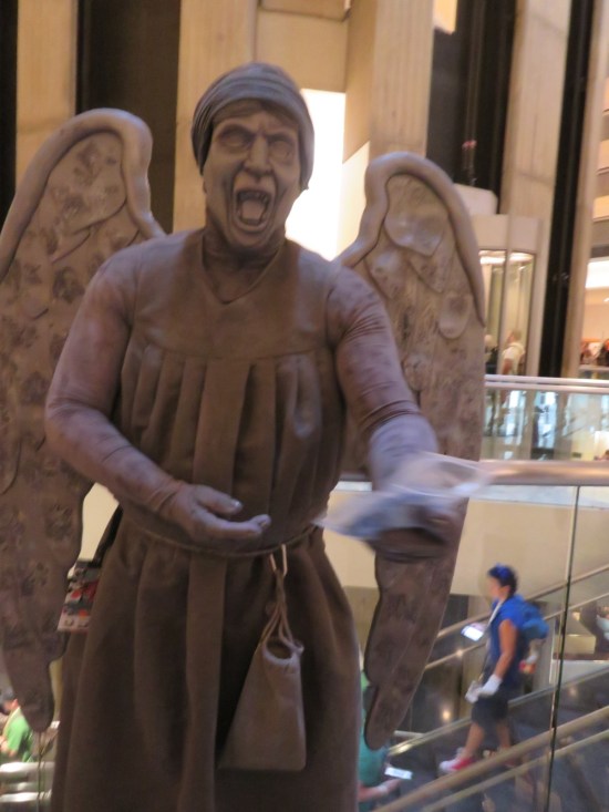 Weeping Angel costume, reaching one hand out that our camera blurred, which kind of works.