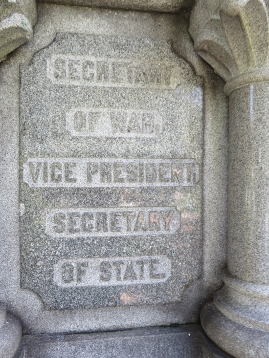 Side of Calhoun's above-ground grave says "Secretary of War, Vice President, Secretary of State".