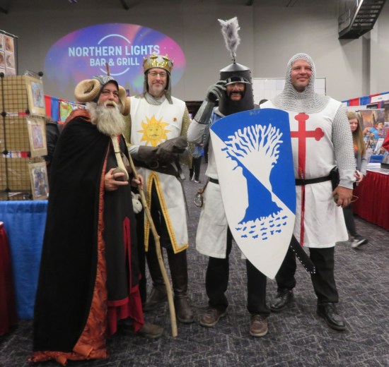 four Holy Grail cosplayers, including King Arthur and Tim the Enchanter