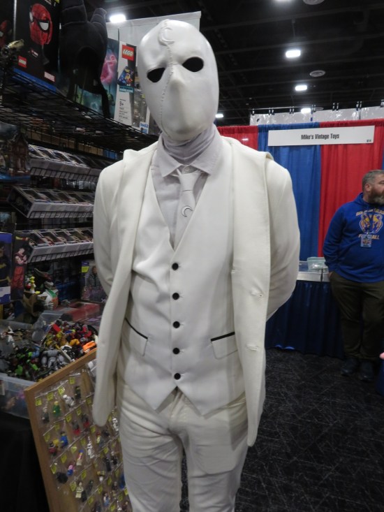 Moon Knight cosplay, in his "Mr. Knight" bespoke persona.
