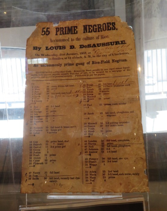 Long aged sheet of paper titled 55 Prime Negroes Accustomed to the Culture of Rice.