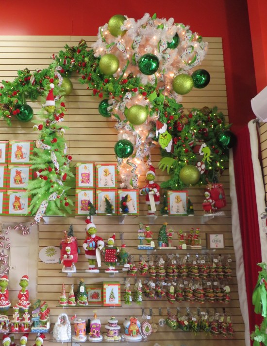 More Christmas decorations on sale, lots of Grinch merch.
