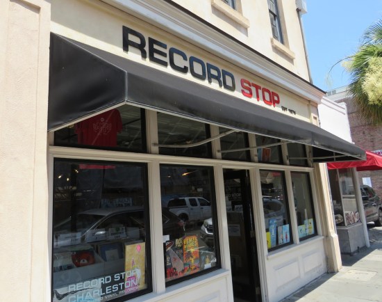 Front of music shop called Record Stop.