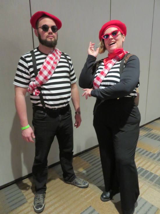Two Expedition 33 French stereotype character cosplays.