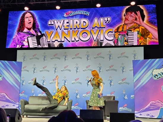 Weird Al leaping over the back of a couch on stage to sit down, instead of just plain walking to it and sitting like some normie.
