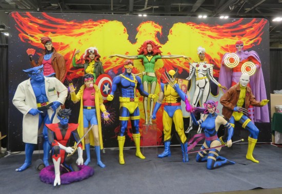 Life-size statues of eleven X-Men from the 1990s and Magneto.