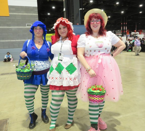cosplay: two Strawberry Shortcakes and a Blueberry Muffin.