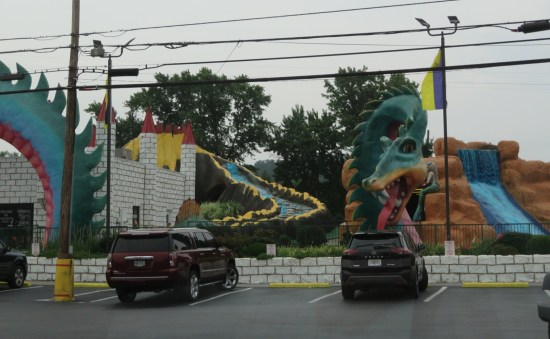 Dragon-themed water park with no customers.
