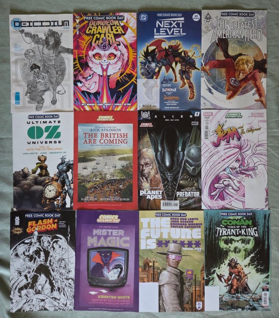 Twelve free comics, details below.