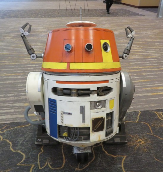 Remote-control life-size R5-D4 droid with pop-out arms on the sides and a periscope on its head that could pop up and down.