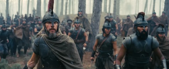 Matt Damon leads several Greek soldiers through a forest and panics.